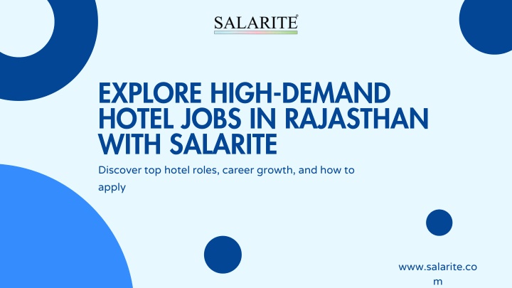 Explore High-Demand Hotel Jobs in Rajasthan with Salarite