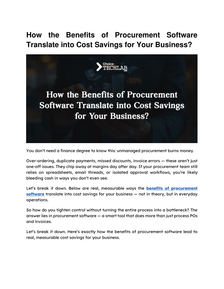 how the benefits of procurement software n.w