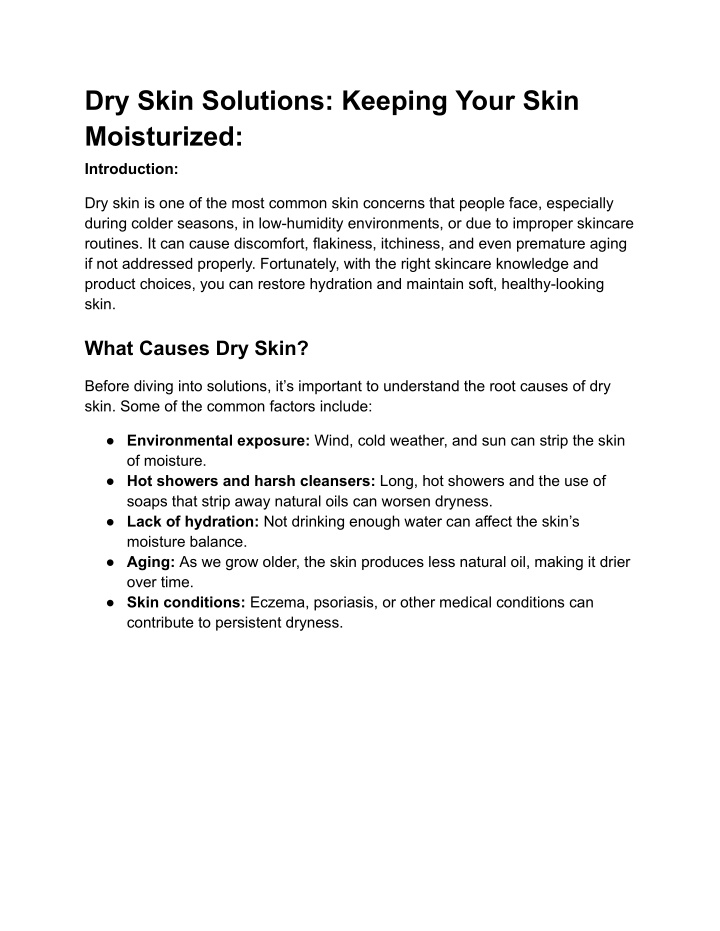 dry skin solutions keeping your skin moisturized n.w