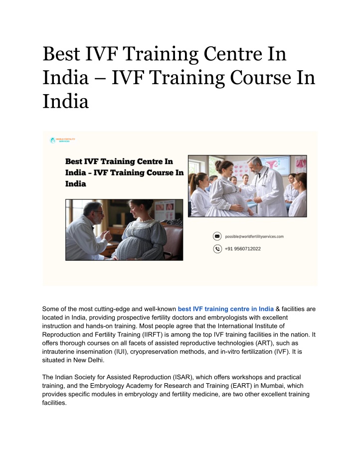 best ivf training centre in india ivf training n.w