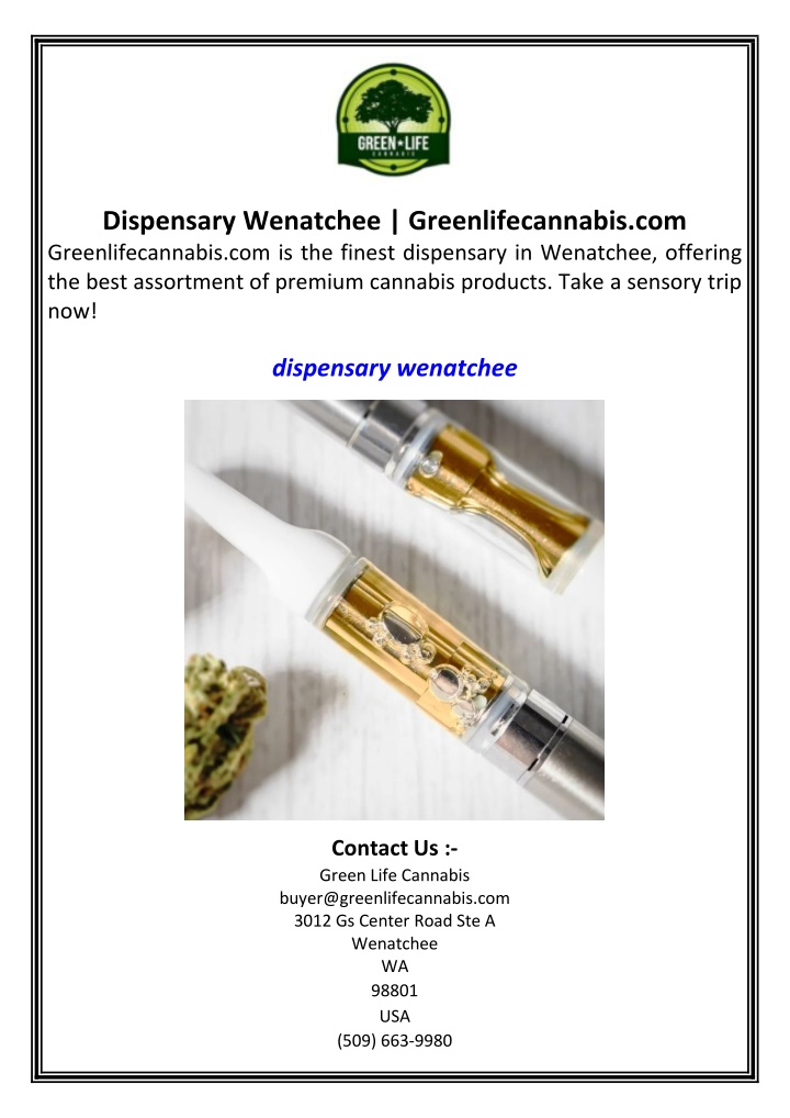 dispensary wenatchee greenlifecannabis n.w