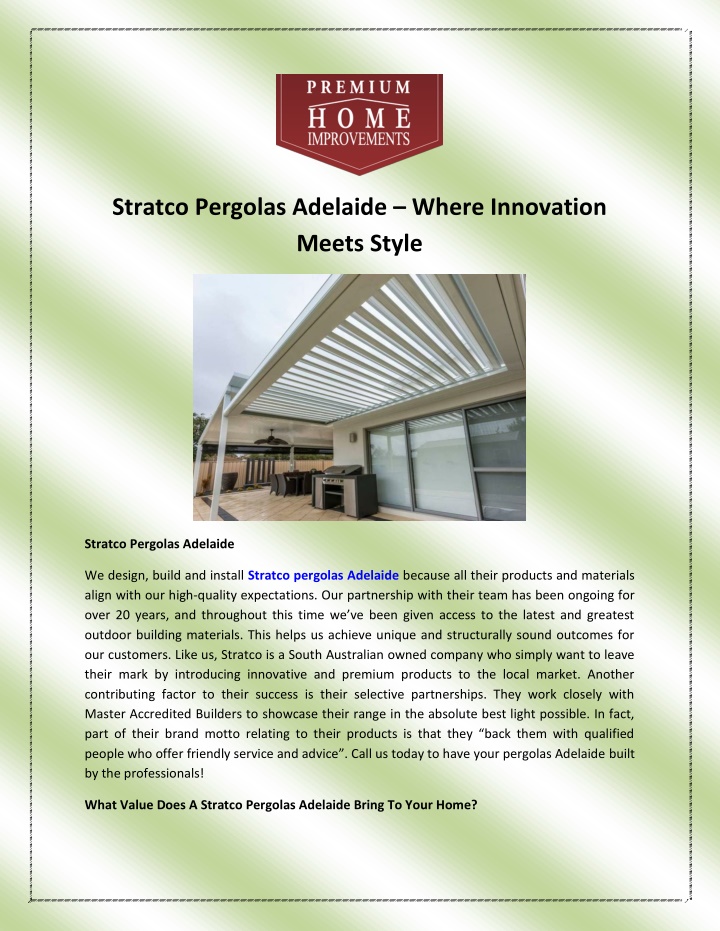 stratco pergolas adelaide where innovation meets n.w