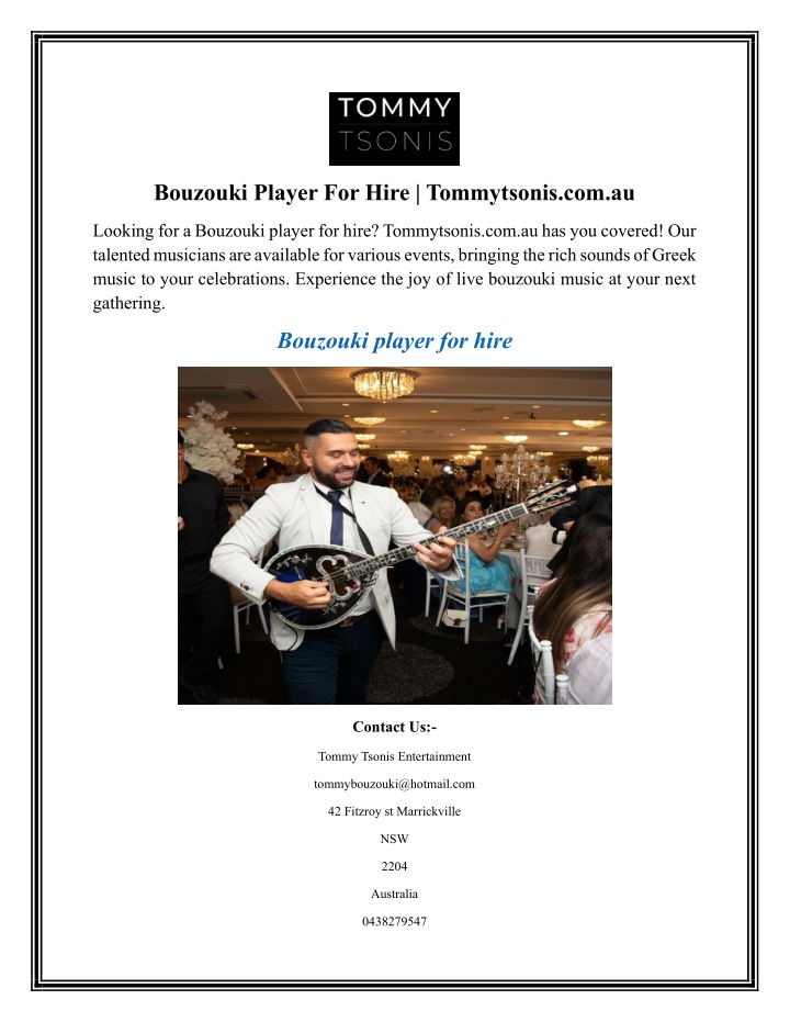 bouzouki player for hire tommytsonis com au n.w