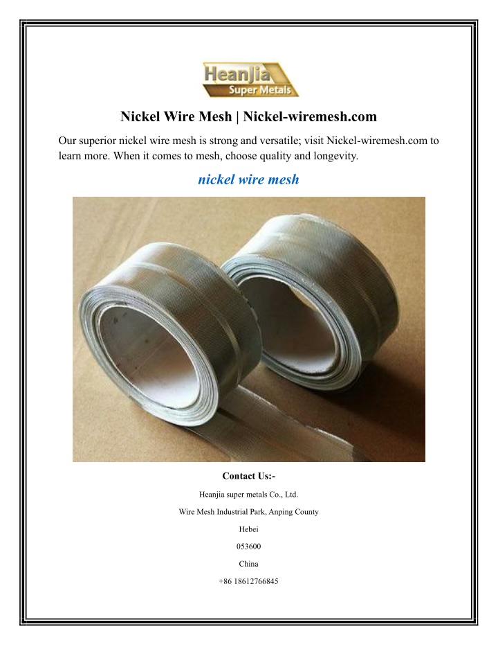 nickel wire mesh nickel wiremesh com n.w