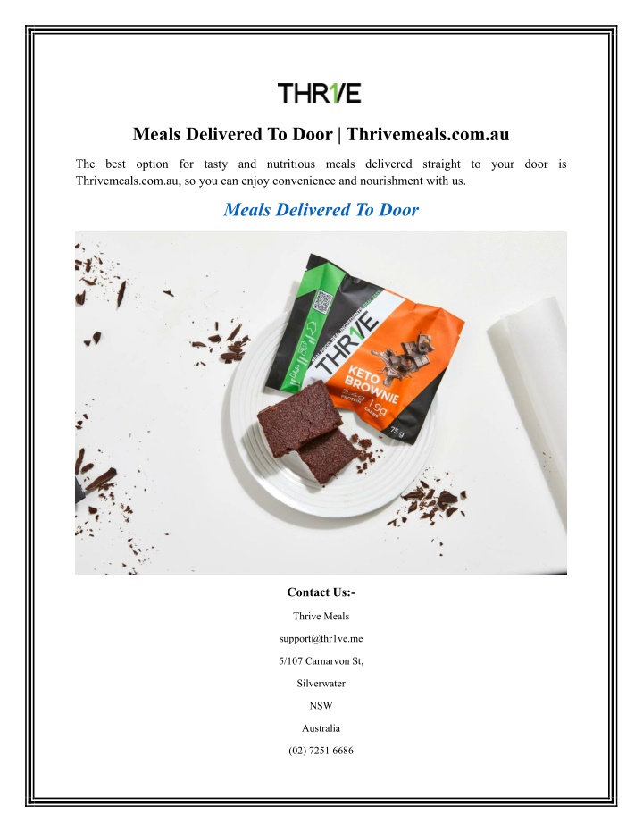 meals delivered to door thrivemeals com au n.w
