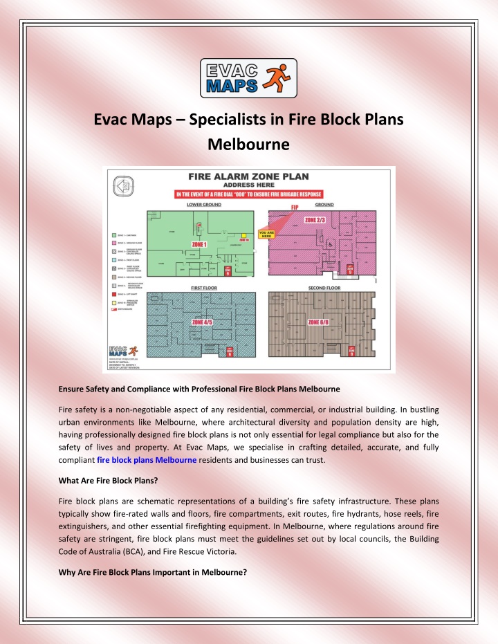 evac maps specialists in fire block plans n.w
