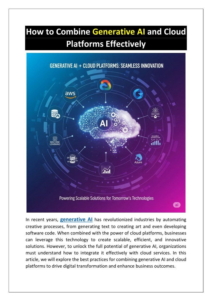 how to combine generative ai and cloud platforms n.w