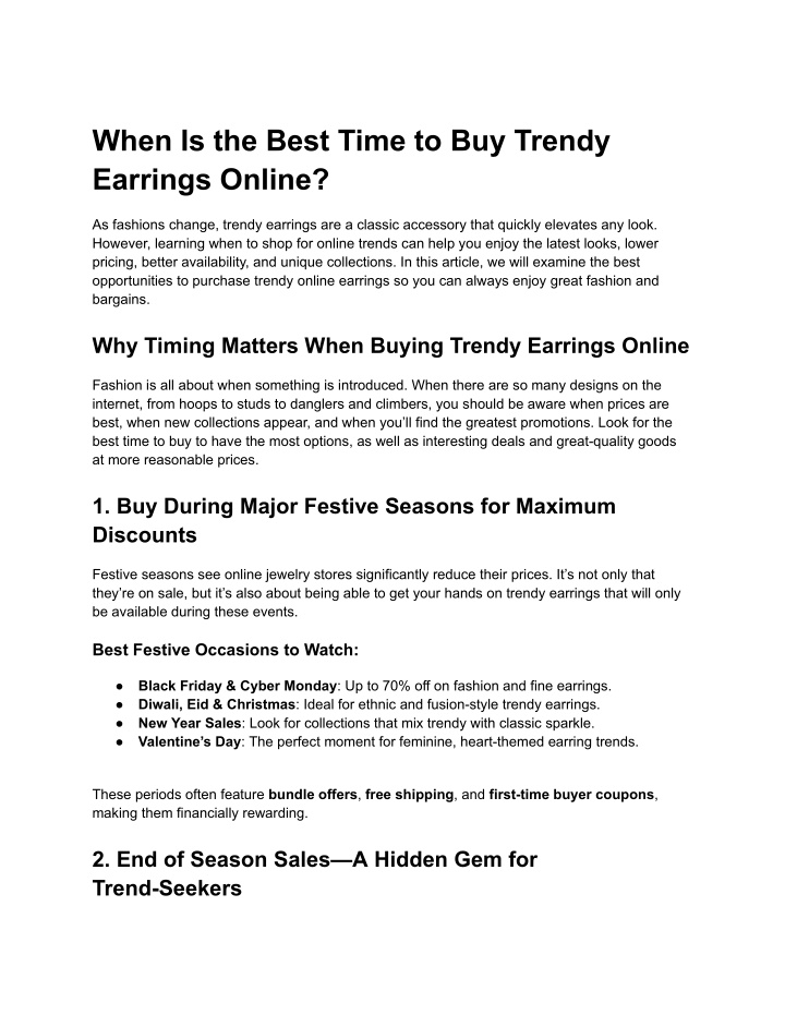 when is the best time to buy trendy earrings n.w