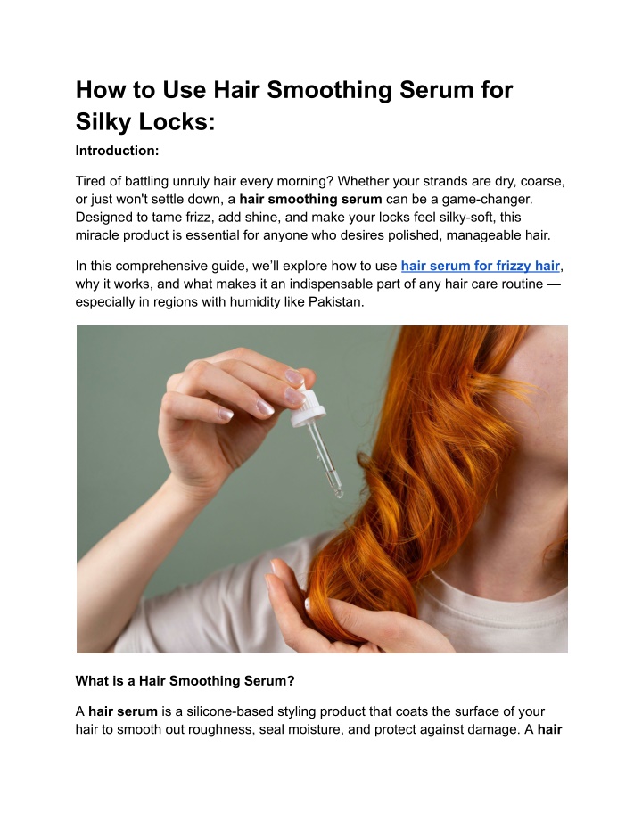 how to use hair smoothing serum for silky locks n.w