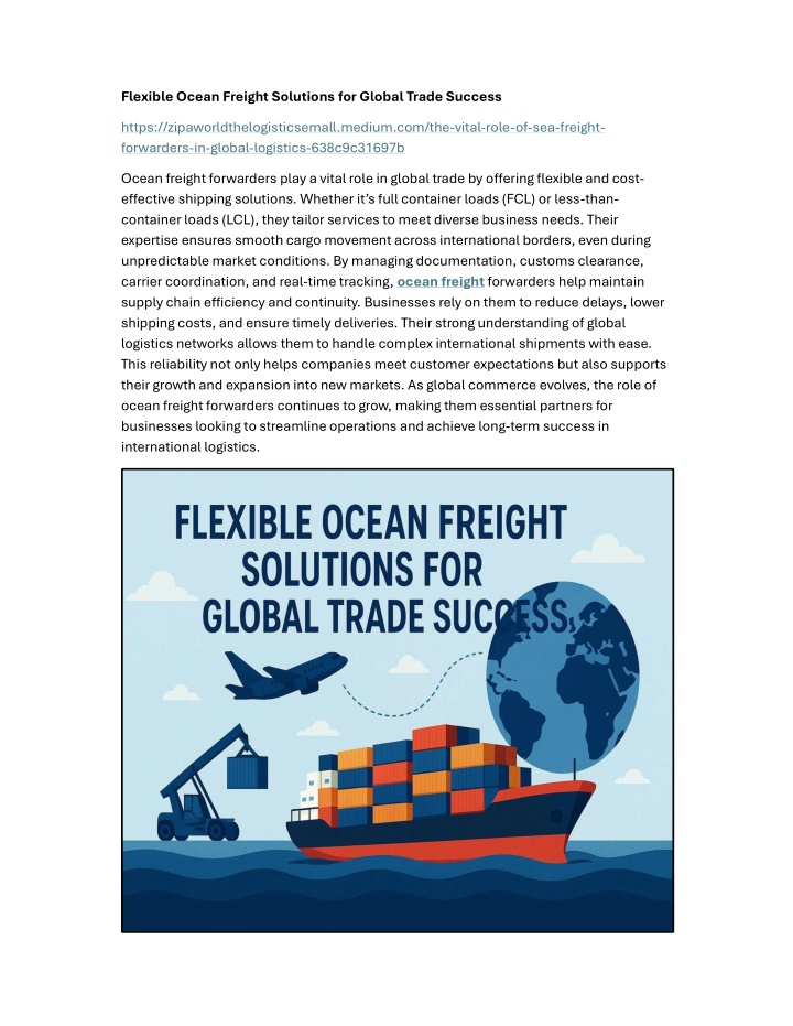flexible ocean freight solutions for global trade n.w