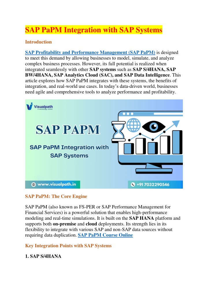 sap papm integration with sap systems n.w