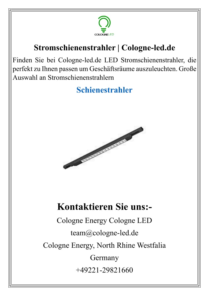 stromschienenstrahler cologne led de n.w