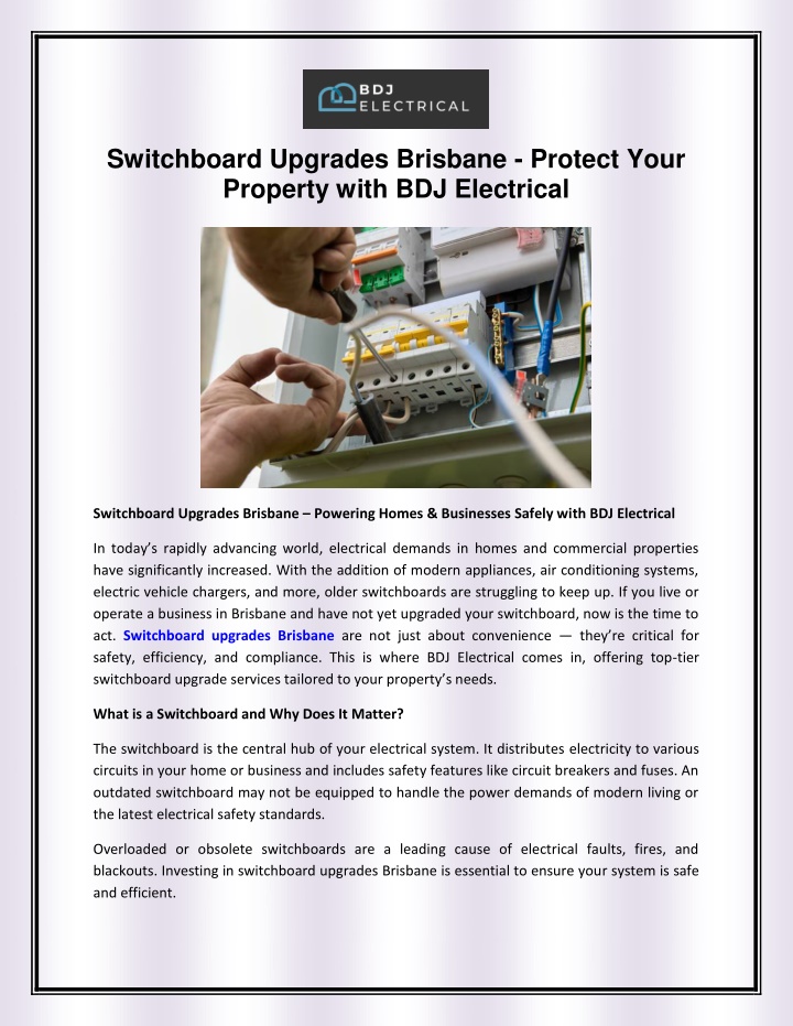 switchboard upgrades brisbane protect your n.w