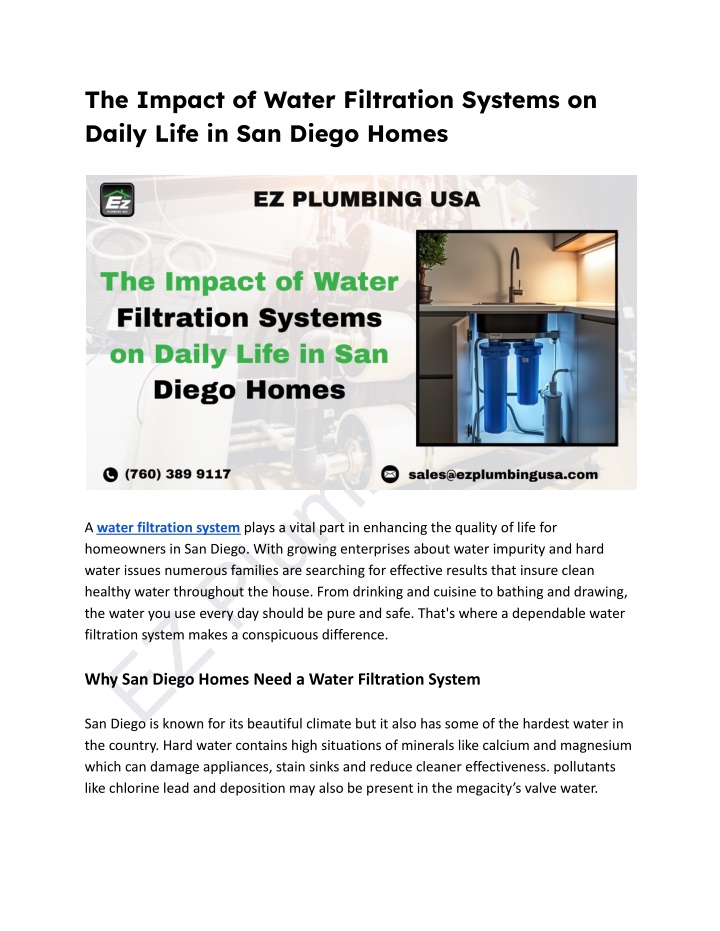 the impact of water filtration systems on daily n.w