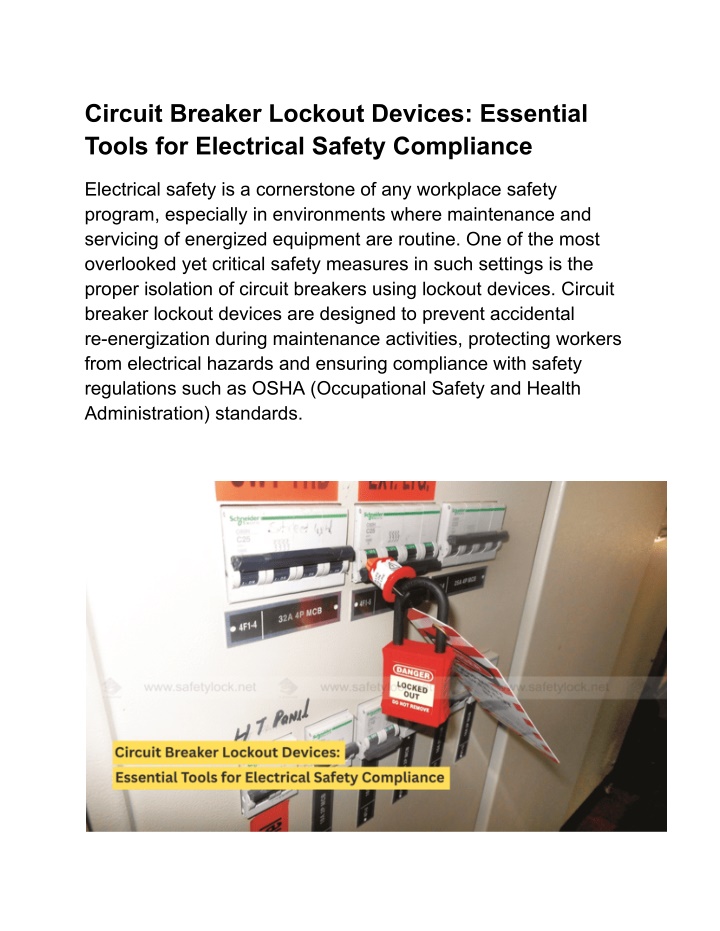 circuit breaker lockout devices essential tools n.w