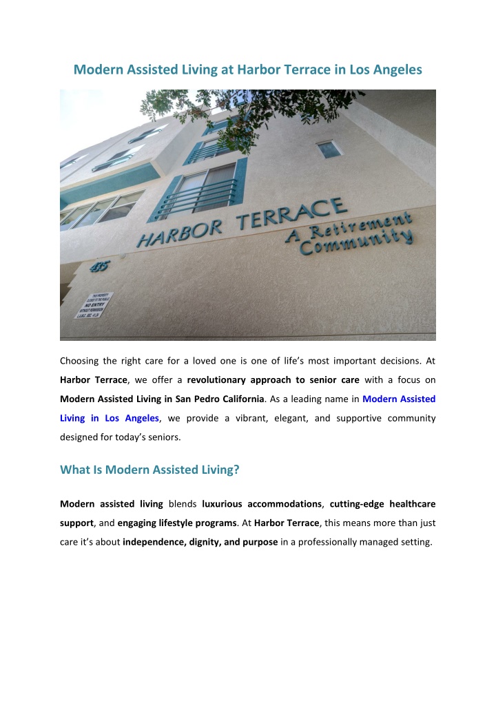 modern assisted living at harbor terrace n.w