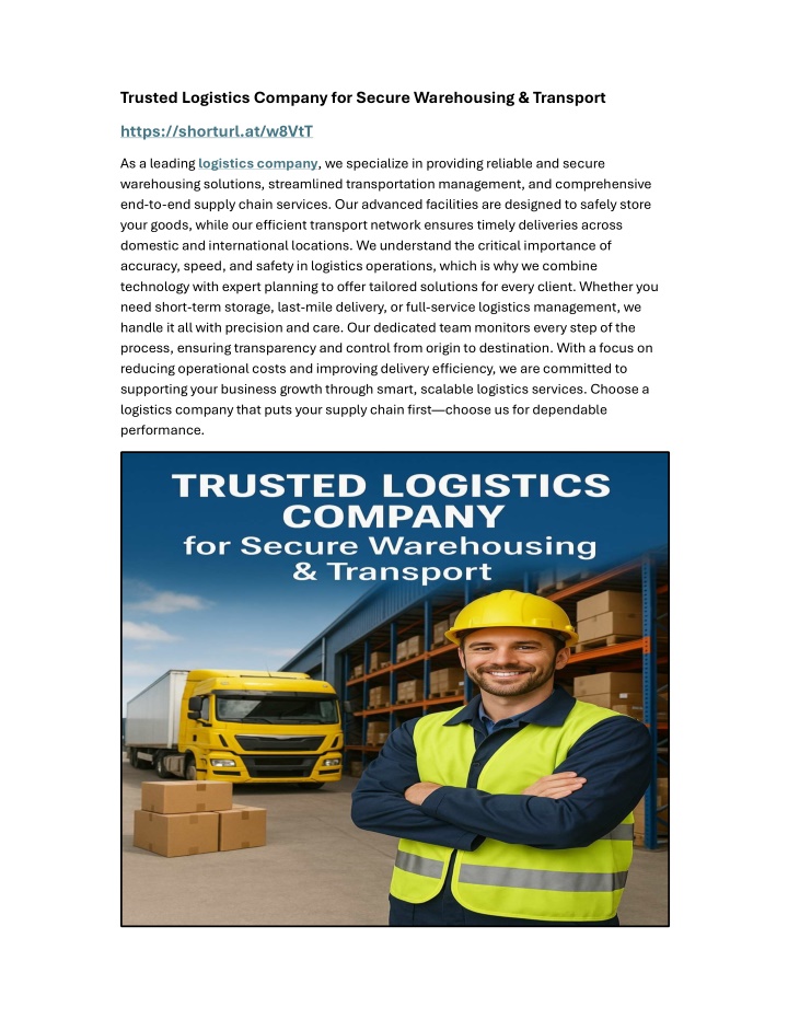 trusted logistics company for secure warehousing n.w