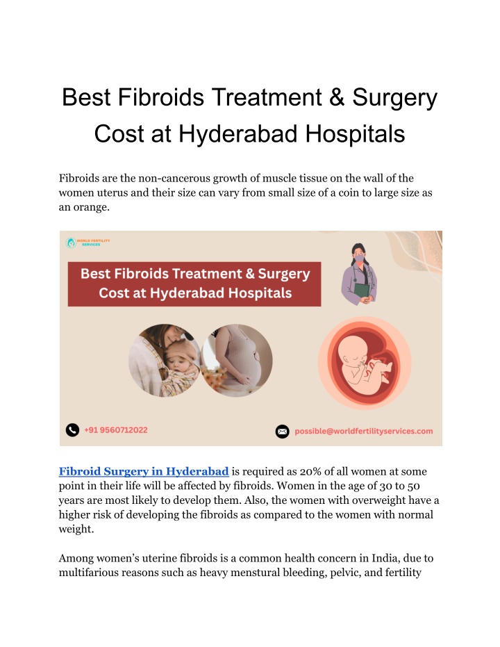 best fibroids treatment surgery cost at hyderabad n.w