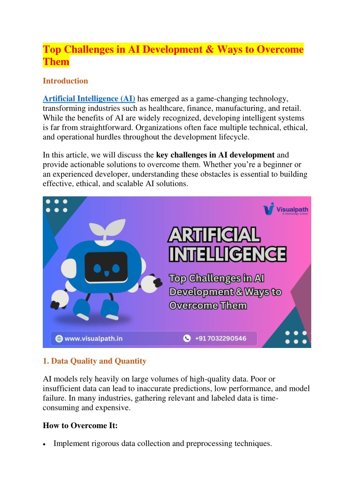 top challenges in ai development ways to overcome n.w