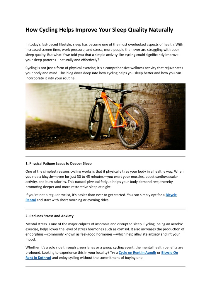 how cycling helps improve your sleep quality n.w