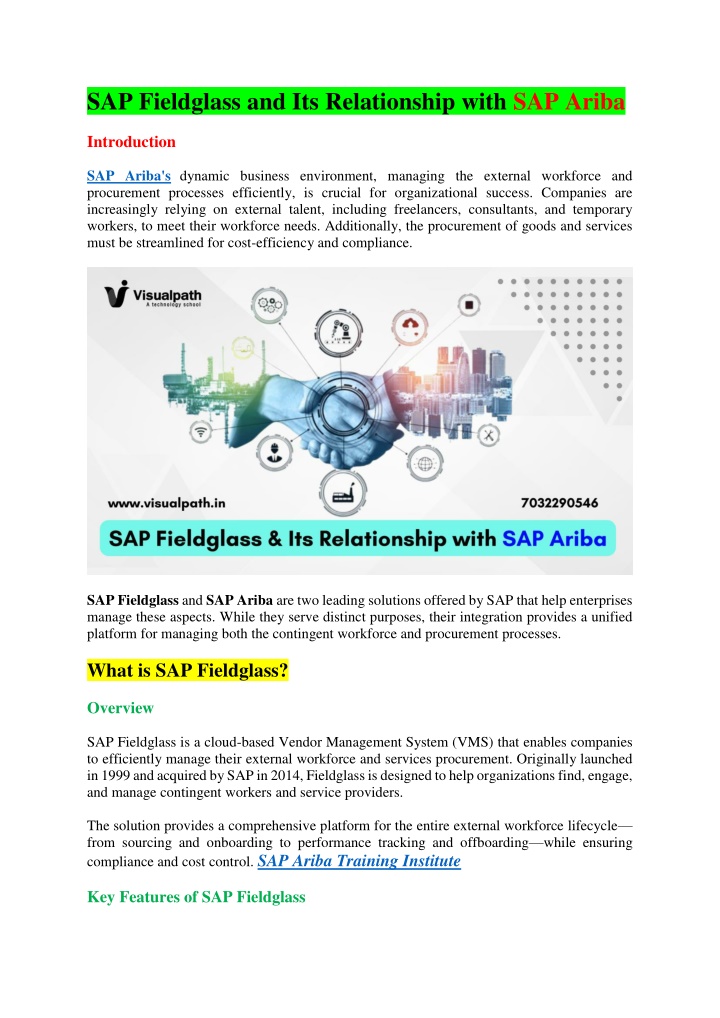 sap fieldglass and its relationship with sap ariba n.w