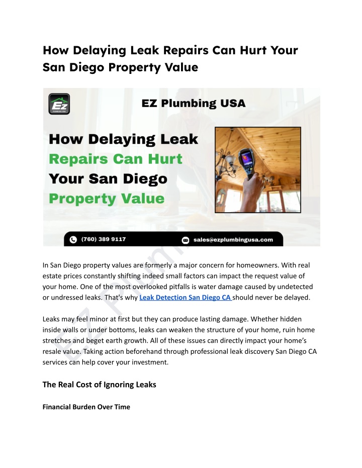 how delaying leak repairs can hurt your san diego n.w