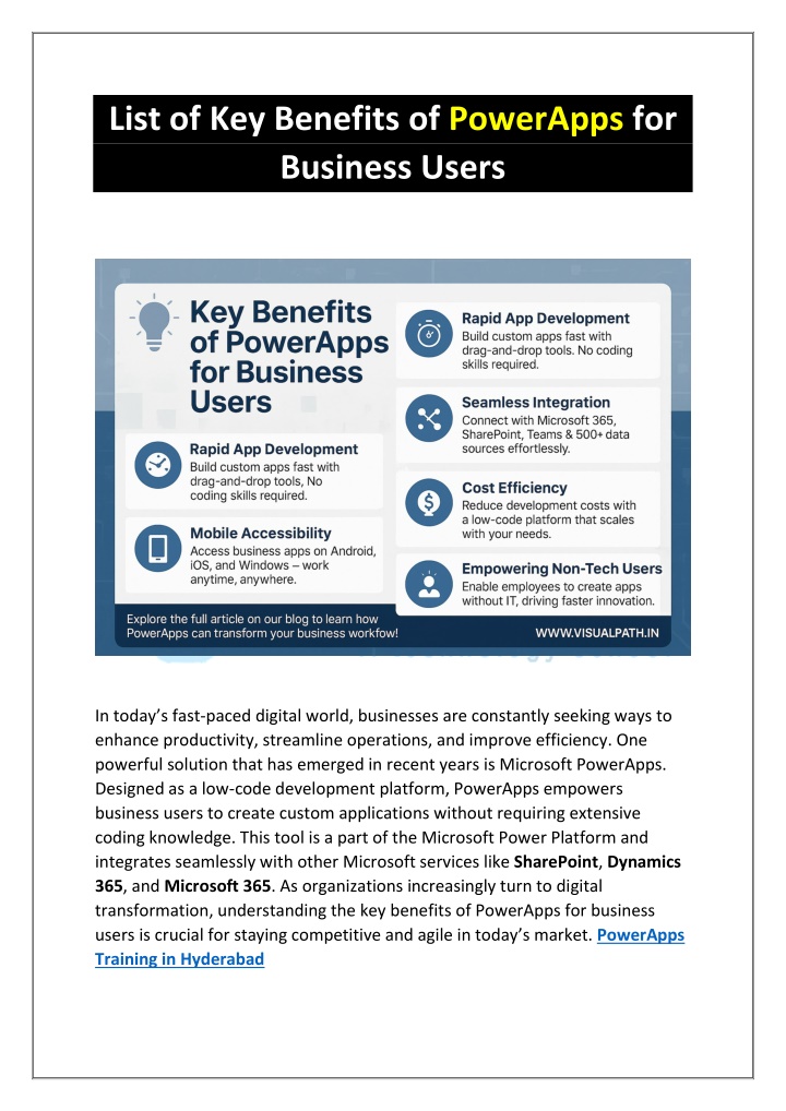 list of key benefits of powerapps for business n.w