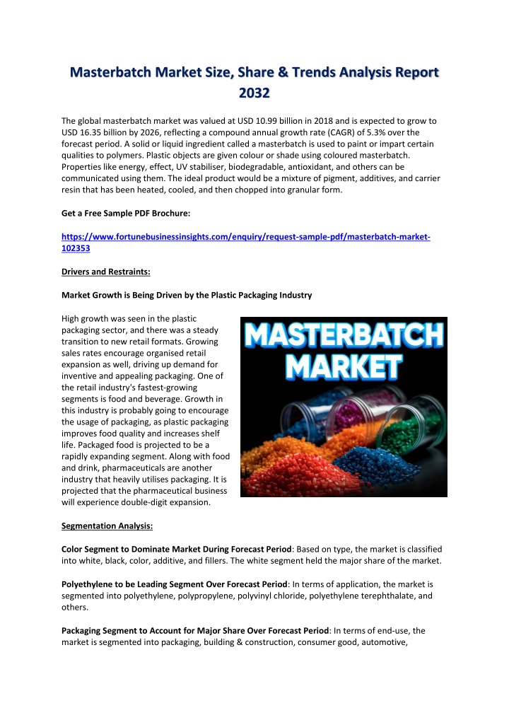 masterbatch market size share trends analysis n.w