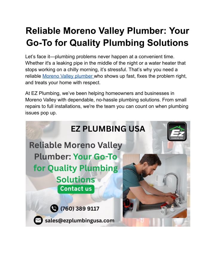 reliable moreno valley plumber your n.w