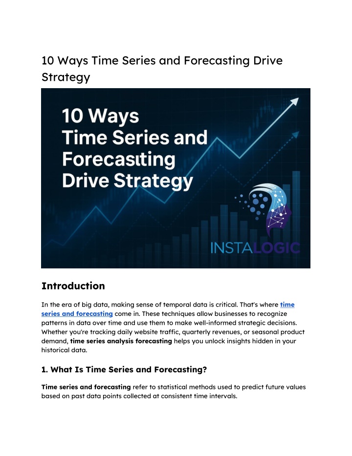 10 ways time series and forecasting drive strategy n.w