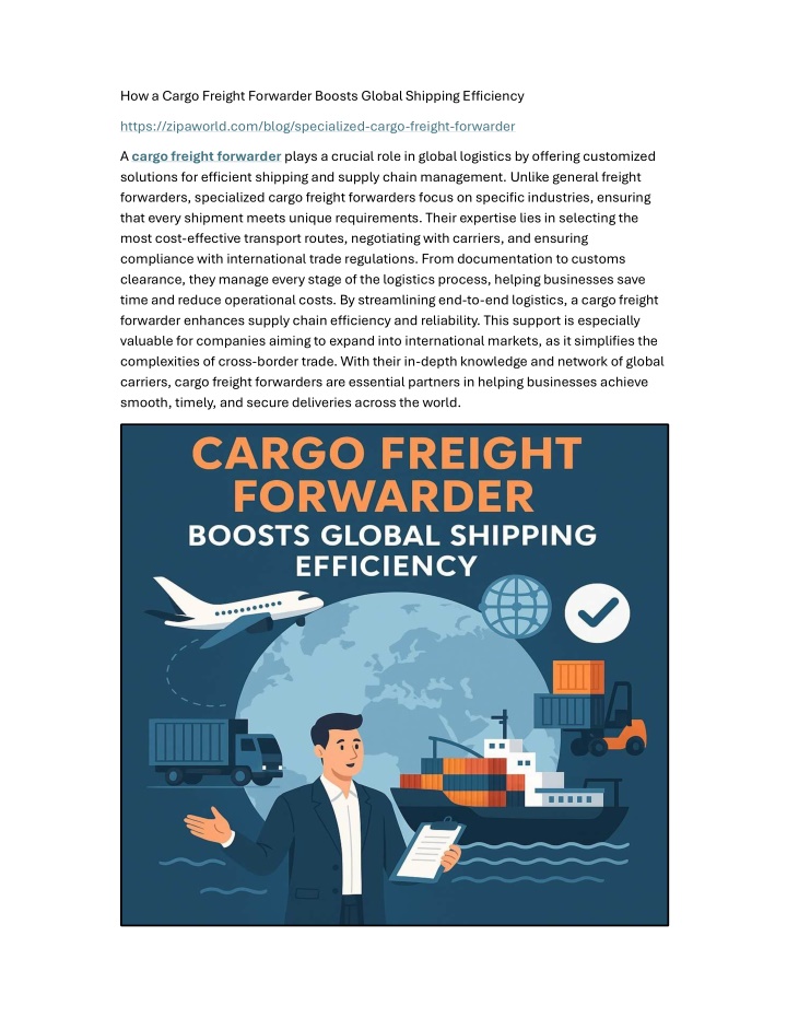 how a cargo freight forwarder boosts global n.w