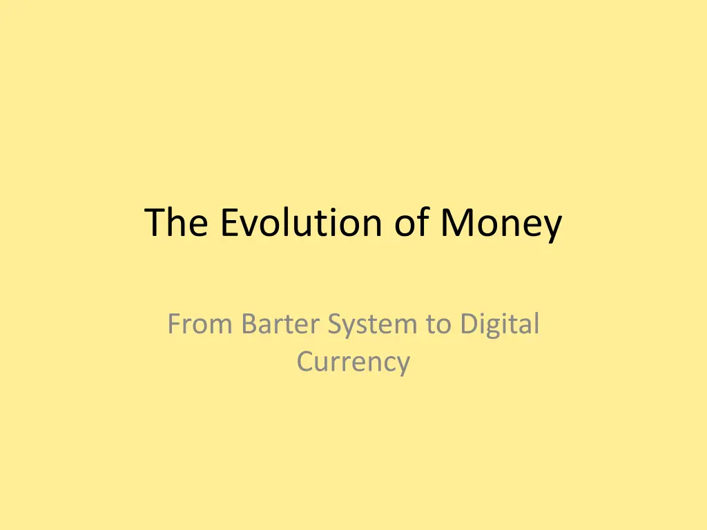 the evolution of money n.w