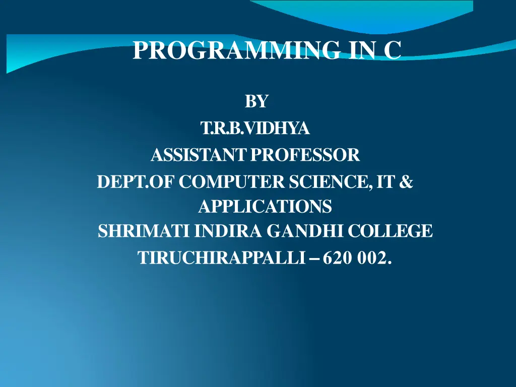 programming in c n.w