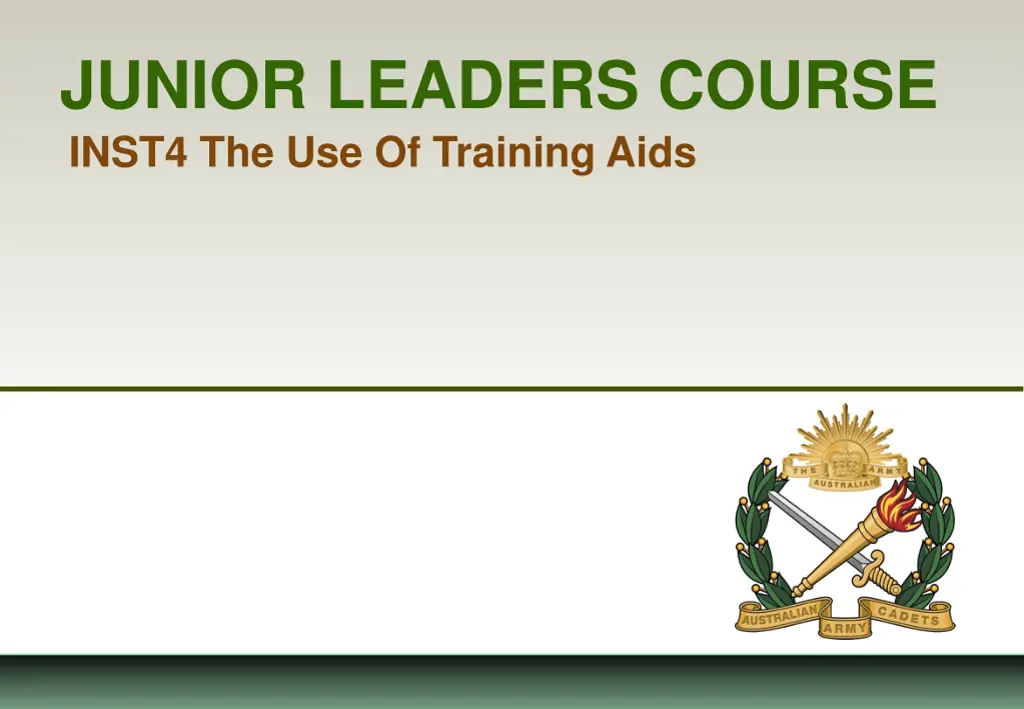 junior leaders course inst4 the use of training n.w