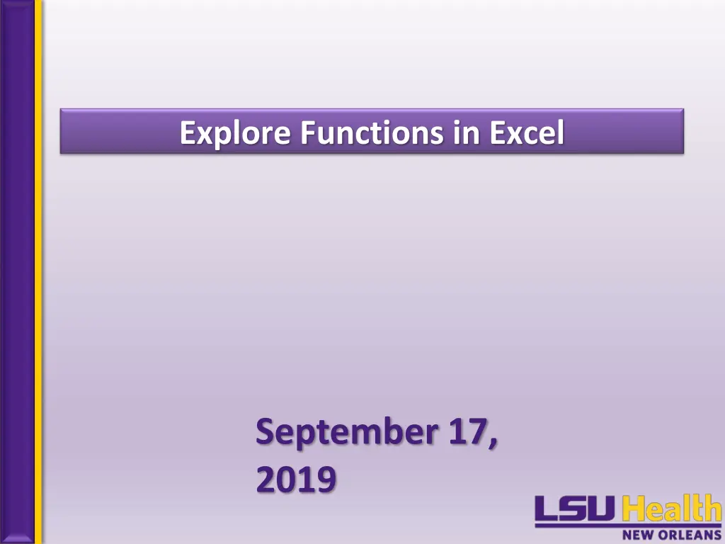 explore functions in excel n.w