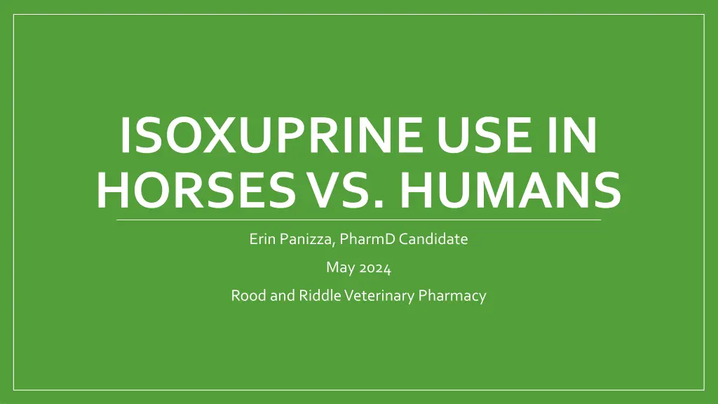 isoxuprine use in horses vs humans n.w