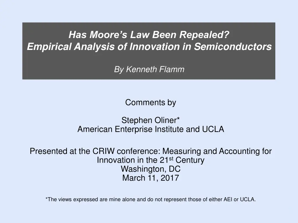 has moore s law been repealed empirical analysis n.w
