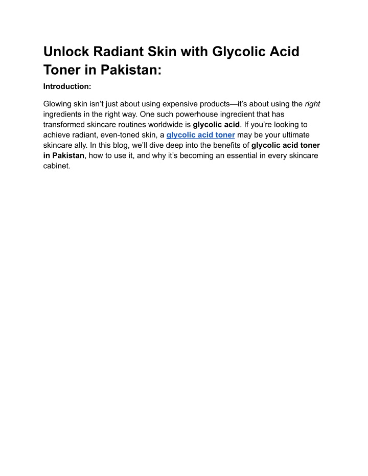 unlock radiant skin with glycolic acid toner n.w