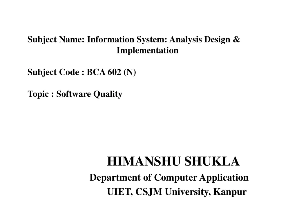 subject name information system analysis design n.w