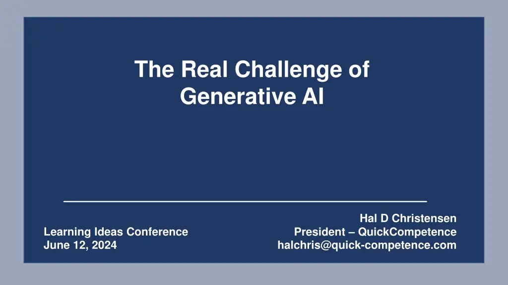 the real challenge of generative ai n.w