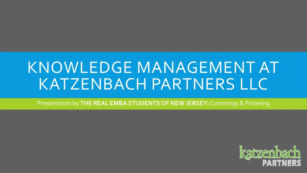 knowledge management at katzenbach partners llc n.w