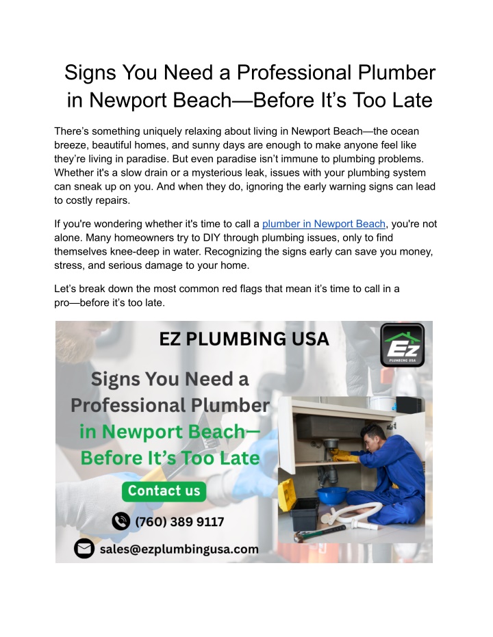 signs you need a professional plumber in newport n.w