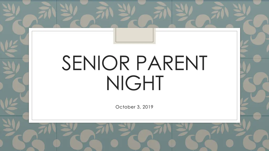 senior parent night n.w