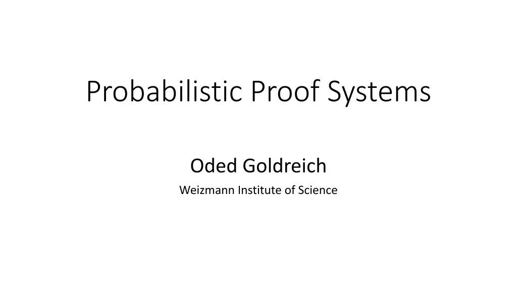probabilistic proof systems n.w