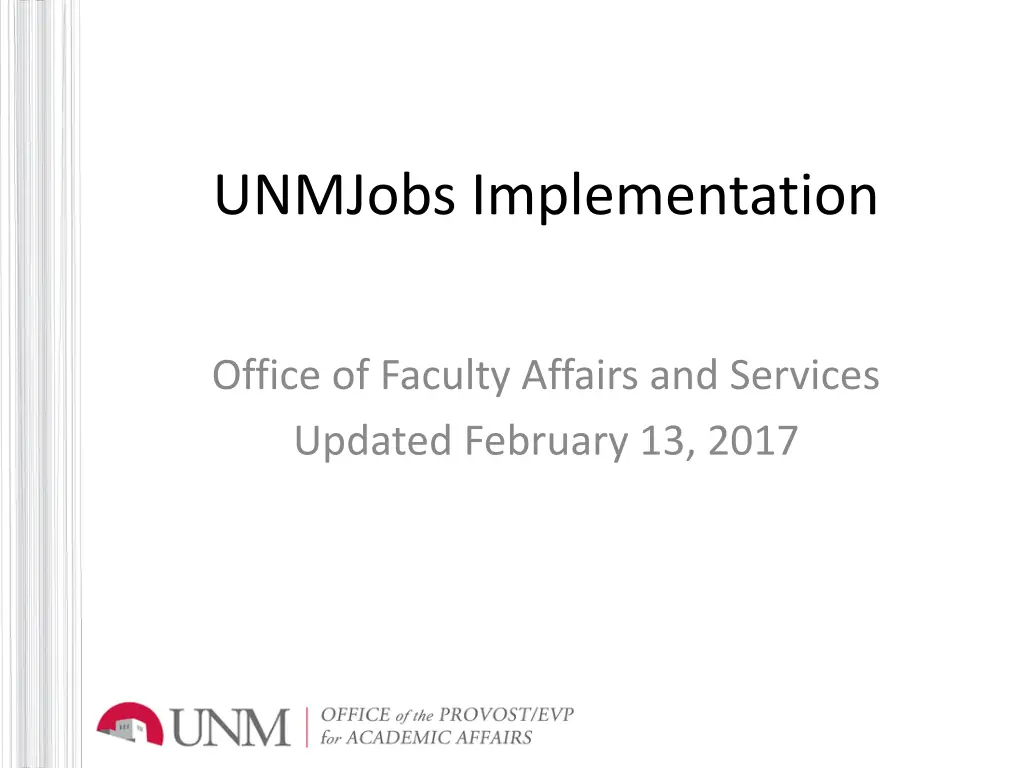 unmjobs implementation n.w