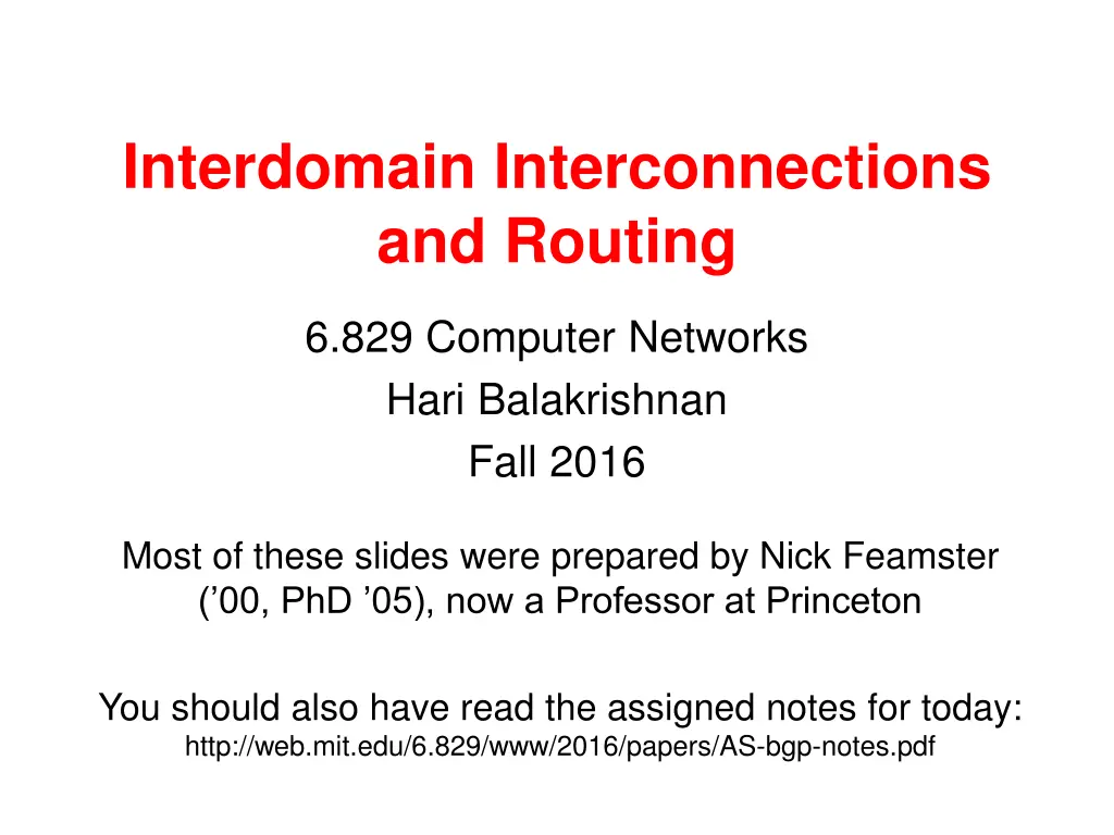 interdomain interconnections and routing n.w