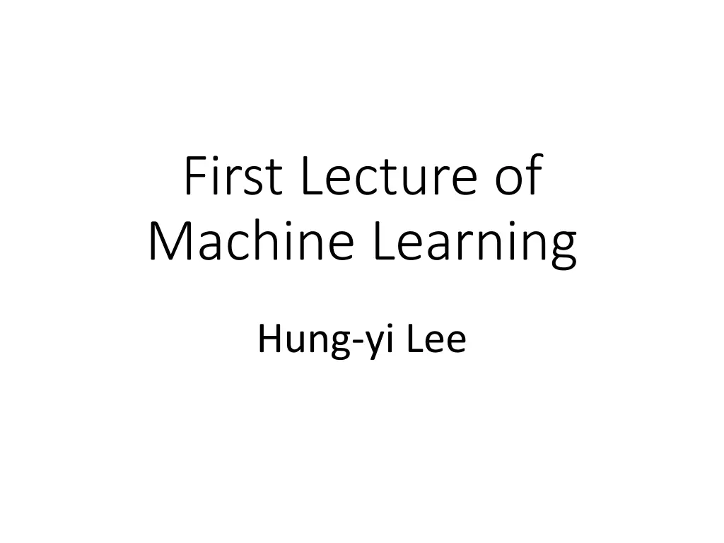 first lecture of machine learning n.w