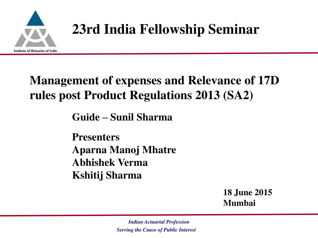 23rd india fellowship seminar n.w