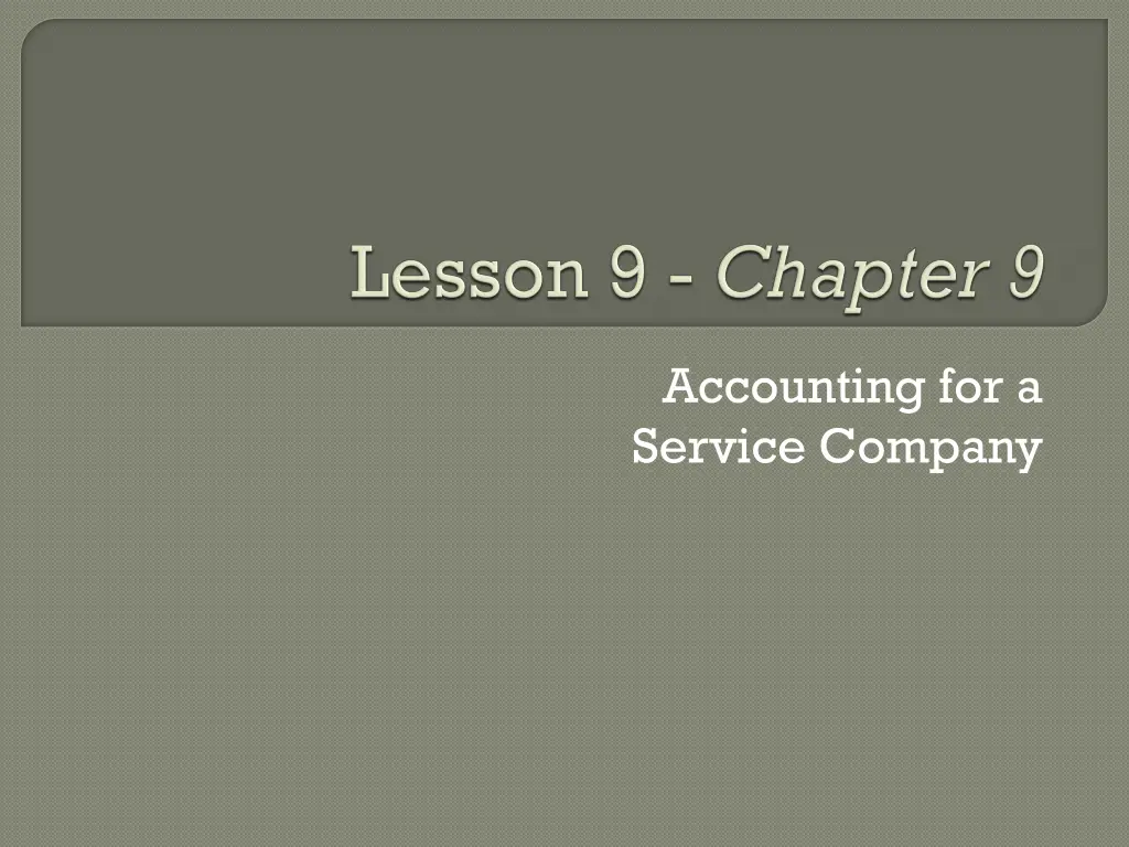 accounting for a service company n.w