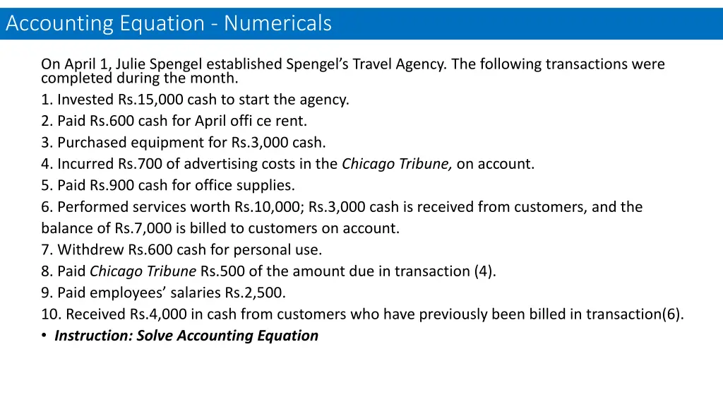 accounting equation numericals n.w